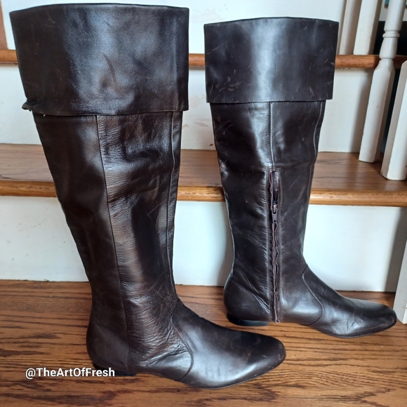 Nine West Vintage Style Kamella Brown Leather Boots - Picture 7 of 16